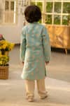Shop_Fayon Kids_Aqua Brocade, Cotton Zari, Embroidery Kurta With Pant _at_Aza_Fashions