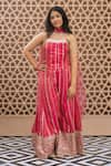 Buy_Fayon Kids_Pink Tissue, Organza, Net Mirrors, Embroidery, Zari, Gota Patti Top Sharara Set _at_Aza_Fashions
