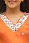 Fayon Kids_Orange Tissue, Organza, Net Mirrors, Sequins, Embroidery Kurta Sharara Set _Online_at_Aza_Fashions