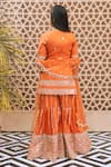 Shop_Fayon Kids_Orange Tissue, Organza, Net Mirrors, Sequins, Embroidery Kurta Sharara Set _at_Aza_Fashions