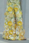 Fayon Kids_Yellow Organza Embroidery 3d Floral Work Top With Palazzo _Online_at_Aza_Fashions