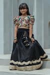 Buy Fayon Kids Black Dupion Zari, Embroidery Lehenga Set at Aza Fashions Buy_Fayon Kids_Black Dupion Zari, Embroidery Lehenga Set _at_Aza_Fashions