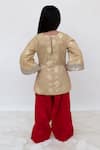 Shop_Fayon Kids_Gold Brocade, Cotton Sequins, Zari Kurta With Pant _at_Aza_Fashions