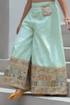 Shop_Fayon Kids_Mint Tissue, Organza Embroidery Pista Green Crop Top With Palazzo _Online_at_Aza_Fashions