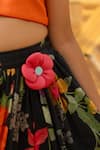 Fayon Kids_Orange Cotton Fabric Flowers Crop Top With Printed Skirt _Online_at_Aza_Fashions