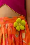 Fayon Kids_Fuchsia Cotton Fabric Flowers Purple Crop Top With Printed Skirt _Online_at_Aza_Fashions