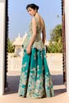 Shop_Osaa By Adarsh_Green Silk Embroidery, Zari V-neck Pine Peplum Top And Gharara Set _at_Aza_Fashions