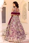 Shop_Osaa By Adarsh_Purple Silk Embroidery, Zari, Beads Sweetheart Neck Dark Plum Lehenga Set _at_Aza_Fashions