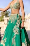 Osaa By Adarsh_Green Organza Embroidery, Zari, Beads, Tassels, Stones, Jewel Lehenga Set _at_Aza_Fashions