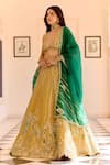 Buy_Osaa By Adarsh_Yellow Organza Embroidery, Tassels, Beads, Zari V-neck Canary Lehenga Set _Online_at_Aza_Fashions