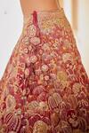 Buy_Osaa By Adarsh_Red Organza Embroidery, Zari, Sequins, Cut Ruby Trail Lehenga And Bustier Set _Online_at_Aza_Fashions