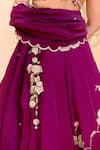 Osaa By Adarsh_Purple Satin, Silk Embroidery, Zari, Dark Plum Jaal Placement Lehenga Set _Online_at_Aza_Fashions
