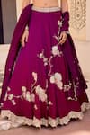 Osaa By Adarsh_Purple Satin, Silk Embroidery, Zari, Dark Plum Jaal Placement Lehenga Set _at_Aza_Fashions