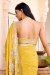 Buy_Osaa By Adarsh_Yellow Georgette Embroidery, Zari, Beads Halter Neck Canary Saree With Blouse _Online_at_Aza_Fashions