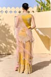 Shop_Osaa By Adarsh_Yellow Organza Embroidery, Zari, Sequins Embrodiered Short Kurta Sharara Set _at_Aza_Fashions