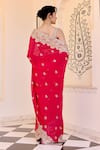 Shop_Osaa By Adarsh_Red Georgette Embroidery, Zari Sweetheart Neck Saree With Blouse _at_Aza_Fashions
