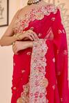 Buy_Osaa By Adarsh_Red Georgette Embroidery, Zari Sweetheart Neck Saree With Blouse _Online_at_Aza_Fashions