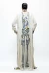 Shop_AK-OK_Ivory Silk V-neck Abstract Print Long Kurta And Flared Trouser Set _at_Aza_Fashions