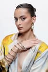 AK-OK_Ivory Silk Cowl Neck Printed Oversised Blazer And Knotted Skirt Set _at_Aza_Fashions