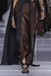 Shop_AK-OK_Black Silk, Cotton Open Neck, Scoop U-shaped Top And Low Crotch Mocha Pant Set _at_Aza_Fashions