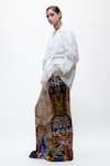 AK-OK_Cream Silk Printed Wide Leg Trouser _Online_at_Aza_Fashions