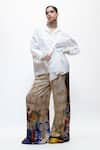 Shop_AK-OK_Cream Silk Printed Wide Leg Trouser _Online_at_Aza_Fashions