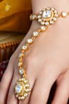 Joules By Radhika_Gold Plated Stones Cluster Embellished Haathphool - Single Pc _Online_at_Aza_Fashions