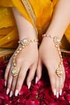 Buy_Joules By Radhika_Gold Plated Stones Cluster Embellished Haathphool - Single Pc _at_Aza_Fashions