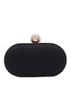 Shop_Nazaakat By Samara Singh_Black Embroidery, Pearls, Rhinestones Floral Clutch With Sling _at_Aza_Fashions