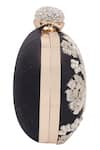 Buy_Nazaakat By Samara Singh_Black Embroidery, Pearls, Rhinestones Floral Clutch With Sling _Online_at_Aza_Fashions