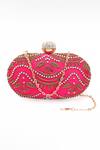 Shop_Nazaakat By Samara Singh_Pink Pearls, Embroidery, Rhinestones, Sequins And Clutch _at_Aza_Fashions