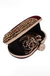 Nazaakat By Samara Singh_Maroon Rhinestones, Crystals Velvet Embellished Clutch With Detachable Sling_Online_at_Aza_Fashions