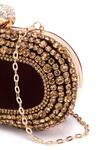 Buy_Nazaakat By Samara Singh_Maroon Rhinestones, Crystals Velvet Embellished Clutch With Detachable Sling