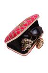 Nazaakat By Samara Singh_Red Embroidery, Beads, Sequins Floral And Geometric Clutch _Online_at_Aza_Fashions