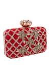 Buy_Nazaakat By Samara Singh_Red Embroidery, Beads, Sequins Floral And Geometric Clutch _Online_at_Aza_Fashions