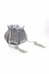 Nazaakat By Samara Singh_Gray Beads, Tassels, Pearls Beaded Lotus Shape Potli Bag With _Online_at_Aza_Fashions