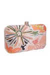 Shop_Nazaakat By Samara Singh_Orange Sequins, Beads Floral And Embellished Clutch_at_Aza_Fashions