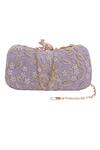 Buy_Nazaakat By Samara Singh_Purple Embroidery, Pearls Froggie Lock Clutch With Sling_at_Aza_Fashions