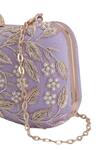 Buy_Nazaakat By Samara Singh_Purple Embroidery, Pearls Froggie Lock Clutch With Sling