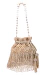 Shop_Nazaakat By Samara Singh_Gold Beads, Tassels, Pearls Beaded Fringe Drawstring Potli Bag _at_Aza_Fashions