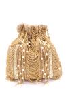 Nazaakat By Samara Singh_Gold Beads, Pearls, Tassels Beaded Embellished Potli Bag _at_Aza_Fashions