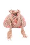 Shop_Nazaakat By Samara Singh_Blush Beads, Tassels Beaded Geometric Pattern Potli Bag _at_Aza_Fashions