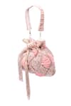 Shop_Nazaakat By Samara Singh_Blush Beads, Tassels Beaded Geometric Pattern Potli Bag _Online_at_Aza_Fashions
