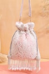 Buy_Nazaakat By Samara Singh_Pink Beads, Tassels Beaded Embroidered Potli Bag With _at_Aza_Fashions