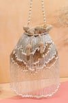 Buy_Nazaakat By Samara Singh_Gold Beads, Tassels, Pearls Beaded Fringe Potli Bag With Handle _at_Aza_Fashions