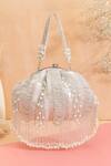 Buy_Nazaakat By Samara Singh_White Beads, Pearls, Fringe Beaded Batua Bag _at_Aza_Fashions