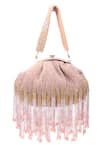 Shop_Nazaakat By Samara Singh_Pink Beads, Tassels Beaded Fringe Batua Bag _at_Aza_Fashions