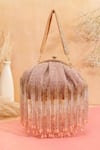 Buy_Nazaakat By Samara Singh_Pink Beads, Tassels Beaded Fringe Batua Bag _at_Aza_Fashions