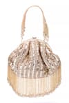 Shop_Nazaakat By Samara Singh_Gold Sequins, Beads, Tassels And Embellished Batua Bag _at_Aza_Fashions