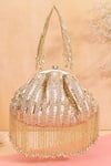 Buy_Nazaakat By Samara Singh_Gold Sequins, Beads, Tassels And Embellished Batua Bag _at_Aza_Fashions